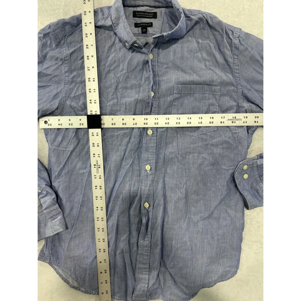 Banana Republic Mens Camden Fit Blue Micro Stripe Button Down Shirt Medium